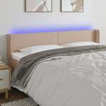Greatstore LED posteljno vzglavje kapučino 163x16x78/88 cm umetno usnje