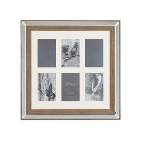 Beliani Okvir za 6 fotografij z učinkom zrcala v barvi temnega lesa SINTA