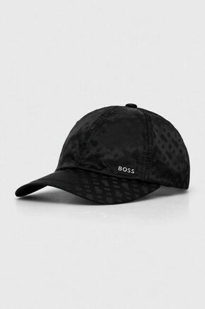 Kapa BOSS črna barva - črna. Kapa s šiltom vrste baseball iz kolekcije BOSS. Model izdelan iz vzorčastega materiala.