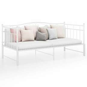 Shumee Izvlečni posteljni okvir bel kovinski 90x200 cm