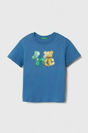 Otroška bombažna kratka majica United Colors of Benetton - modra. Otroške lahkotna kratka majica iz kolekcije United Colors of Benetton