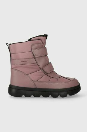 Otroški zimski škornji Geox J36HWD 0FU54 J WILLABOOM B A roza barva - vijolična. Zimski čevlji iz kolekcije Geox. Podloženi model izdelan iz kombinacije sintetičnega in tekstilnega materiala.