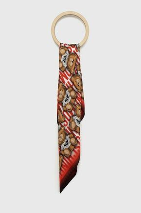 Svilena rutica Moschino rdeča barva - rdeča. Rutica iz kolekcije Moschino. Model izdelan iz vzorčaste tkanine. Zračen material