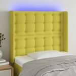 vidaXL LED posteljno vzglavje zeleno 103x16x118/128 cm blago