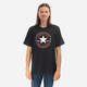 Bombažna kratka majica Converse črna barva - črna. Kratka majica iz kolekcije Converse. Model izdelan iz tanke, elastične pletenine.