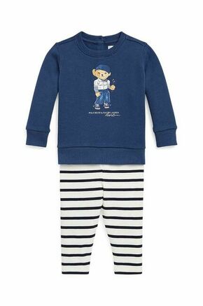 Komplet za dojenčka Polo Ralph Lauren mornarsko modra barva - mornarsko modra. Komplet za otroke iz kolekcije Polo Ralph Lauren. Model izdelan iz udobne pletenine.