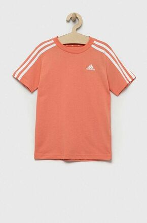 Otroška bombažna kratka majica adidas U 3S oranžna barva - oranžna. Otroška lahkotna kratka majica iz kolekcije adidas
