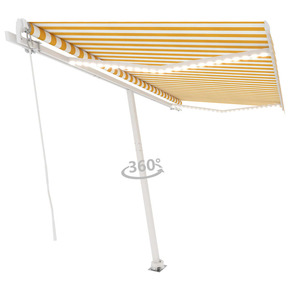 Shumee Ročno zložljiva tenda z LED lučmi 450x350 cm rumena in bela