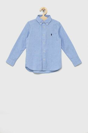 Otroška bombažna srajca Polo Ralph Lauren - modra. Otroška srajca iz kolekcije Polo Ralph Lauren. Model izdelan iz enobarvne tkanine.