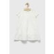 Otroška obleka Desigual bela barva - bela. Otroški Obleka iz kolekcije Desigual. Nabran model izdelan iz kombinacija dveh različnih materialov.