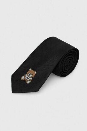 Svilena kravata Moschino črna barva - črna. Kravata iz kolekcije Moschino. Model izdelan iz vzorčaste tkanine.