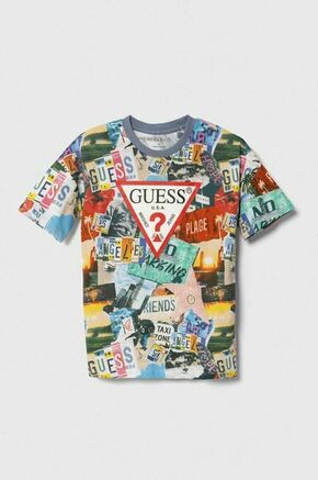 Otroška bombažna kratka majica Guess - pisana. Otroške lahkotna kratka majica iz kolekcije Guess