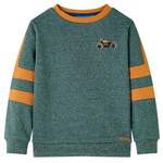 vidaXL Otroški pulover temno zelena melange 140
