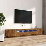 vidaXL Komplet TV omaric LED 3-delni dimljen hrast inženirski les