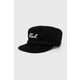 Bombažna bejzbolska kapa Karl Lagerfeld črna barva - črna. Kapa s šiltom vrste four-panel iz kolekcije Karl Lagerfeld. Model izdelan iz tkanine z nalepko.