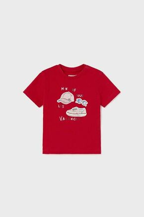 Otroška bombažna majica Mayoral rdeča barva - rdeča. Kratka majica za dojenčka iz kolekcije Mayoral. Model izdelan iz pletenine s potiskom.