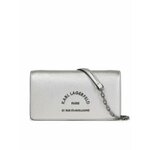 Torbica Karl Lagerfeld srebrna barva - srebrna. Majhna torbica iz kolekcije Karl Lagerfeld. Model na zapenjanje, izdelan iz ekološkega usnja.