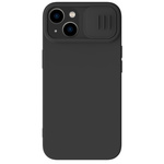 nillkin camshield silikonski ovitek za iphone 15 plus s pokrovom za kamero - črn