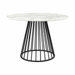 Okrogla jedilna miza z mizno ploščo v marmornem dekorju ø 110 cm Floris – White Label