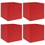 Greatstore Škatle za shranjevanje 4 kosi rdeče 32x32x32 cm blago