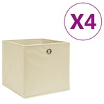 Škatle 4 kosi netkano blago 28x28x28 cm krem