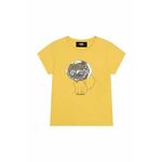 Otroška kratka majica Karl Lagerfeld rumena barva - rumena. Otroške kratka majica iz kolekcije Karl Lagerfeld. Model izdelan iz udobne pletenine.