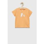 Otroška bombažna majica United Colors of Benetton oranžna barva - oranžna. Kratka majica za dojenčka iz kolekcije United Colors of Benetton. Model izdelan iz udobne pletenine. Nežen material, prijeten na dotik.