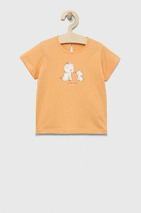 Otroška bombažna majica United Colors of Benetton oranžna barva - oranžna. Kratka majica za dojenčka iz kolekcije United Colors of Benetton. Model izdelan iz udobne pletenine. Nežen material