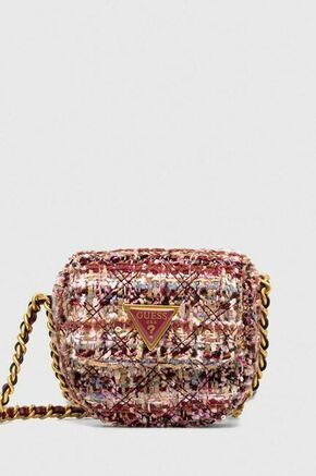 Torbica Guess vijolična barva - vijolična. Majhna torbica in denarnica iz kolekcije Guess. Model na zapenjanje