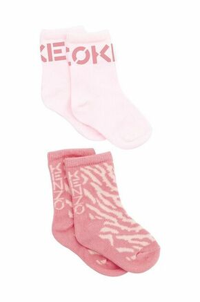 Otroške nogavice Kenzo Kids roza barva - roza. Visoke nogavice iz kolekcije Kenzo Kids. Model izdelan iz elastičnega materiala. V kompletu sta dva para.