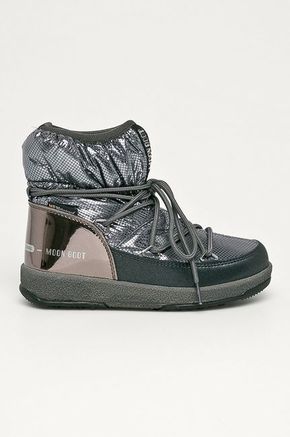 Moon Boot otroške snežke - siva. Zimski čevlji iz kolekcije Moon Boot. Podloženi model izdelan iz kombinacije tekstilnega in sintetičnega materiala.