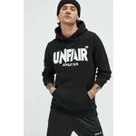 Bombažen pulover Unfair Athletics moška, črna barva, s kapuco - črna. Mikica s kapuco iz kolekcije Unfair Athletics. Model izdelan iz rahlo elastične pletenine.