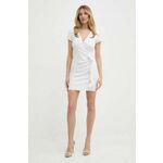 Lanena obleka Armani Exchange bela barva, 3DYA07 YN3RZ - bela. Obleka iz kolekcije Armani Exchange. Model izdelan iz enobarvne tkanine. Model iz zračne tkanine z visoko vsebnostjo lanu.