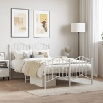 vidaXL Kovinski posteljni okvir z vzglavjem in vznožjem&nbsp;bel 120x190 cm