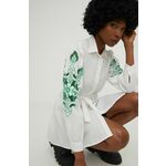 Bombažna obleka Answear Lab zelena barva - zelena. Lahkotna obleka iz kolekcije Answear Lab. Model izdelan iz tkanine z nalepko. Kolekcija je na voljo izključno na Answear.si.