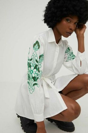 Bombažna obleka Answear Lab zelena barva - zelena. Lahkotna obleka iz kolekcije Answear Lab. Model izdelan iz tkanine z nalepko. Kolekcija je na voljo izključno na Answear.si.