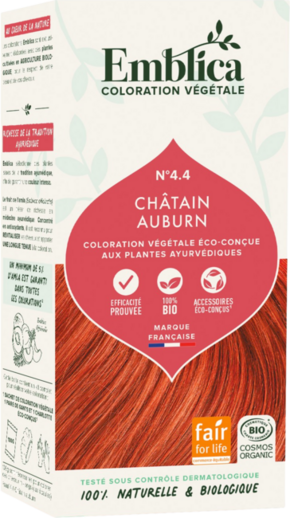 "Rastlinska barva za lase - toplo kostanjevo rjava 4.4 - 100 g"