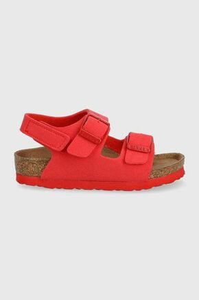 Otroški sandali Birkenstock rdeča barva - rdeča. Otroški sandali iz kolekcije Birkenstock. Model izdelan iz ekološkega usnja. Ta model je zasnovan za ozko stopalo.
