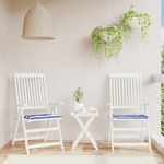 vidaXL Blazina za vrtni stol 2 kosa modro bele črte 50x50x3 cm tkanina