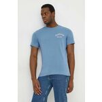 Bombažna kratka majica Barbour moški - modra. Lahkotna kratka majica iz kolekcije Barbour, izdelana iz pletenine, prijetne na otip. Model iz izjemno udobne bombažne tkanine.