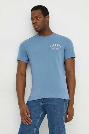 Bombažna kratka majica Barbour moški - modra. Lahkotna kratka majica iz kolekcije Barbour