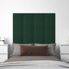 Greatstore Stenski paneli 12 kosov temno zeleni 30x30 cm blago 1
