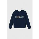 Bombažen pulover Guess mornarsko modra barva - mornarsko modra. Otroški pulover iz kolekcije Guess, izdelan iz pletenine z nalepko. Model iz izjemno udobne bombažne tkanine.
