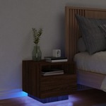 vidaXL Nočna omarica z LED lučkami rjavi hrast 40x39x37 cm