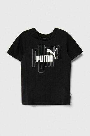 Otroška bombažna kratka majica Puma GRAPHICS NO.1 LOGO Tee B črna barva - črna. Otroška kratka majica iz kolekcije Puma