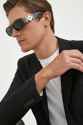 Sončna očala Versace črna barva - črna. Sončna očala iz kolekcije Versace. Model z enobarvnimi stekli in okvirjem iz plastike.