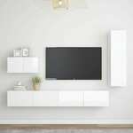 Komplet TV omaric 4-delni visok sijaj bela iverna plošča