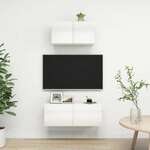 Greatstore Komplet TV omaric 2-delni visok sijaj bela iverna plošča