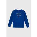 Otroški pulover Tommy Hilfiger - modra. Otroški pulover iz kolekcije Tommy Hilfiger, izdelan iz elastične pletenine. Model iz izjemno udobne tkanine z visoko vsebnostjo bombaža.