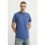 Bombažna kratka majica G-Star Raw moška, D24688-B256 - modra. Kratka majica iz kolekcije G-Star Raw, izdelana iz tanke, elastične pletenine. Model iz izjemno udobne bombažne tkanine.